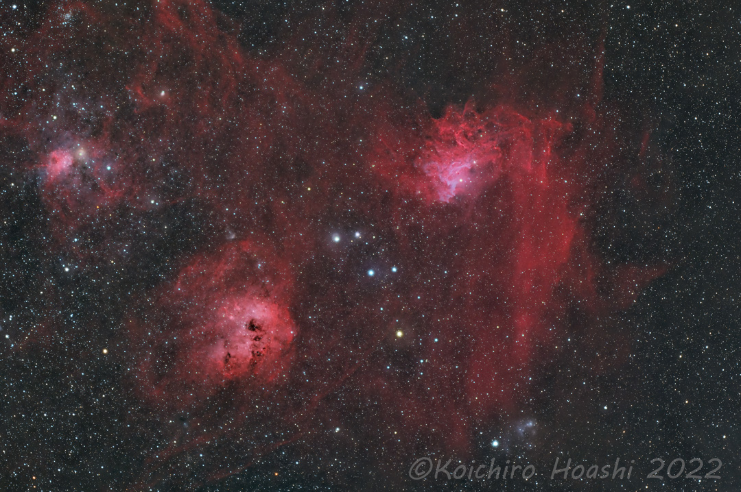IC405（勾玉星雲）、IC410（おたまじゃくし星雲）